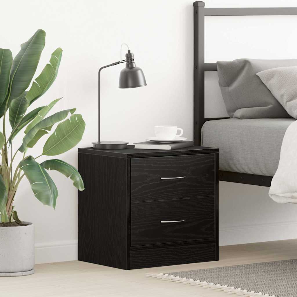 Bedside Cabinet Black Oak 40x30x40 cm Engineered Wood