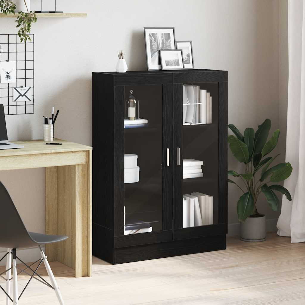 Book Cabinet Black Oak 82.5x30.5x115 cm Engineered Wood