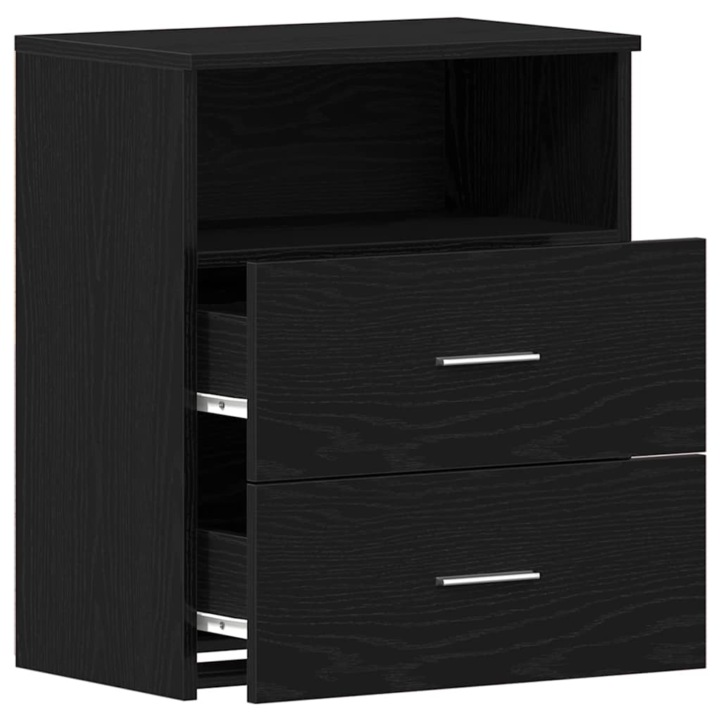 Nightstand with Drawer Black oak 50 x 32 x 60cm Engineered wood