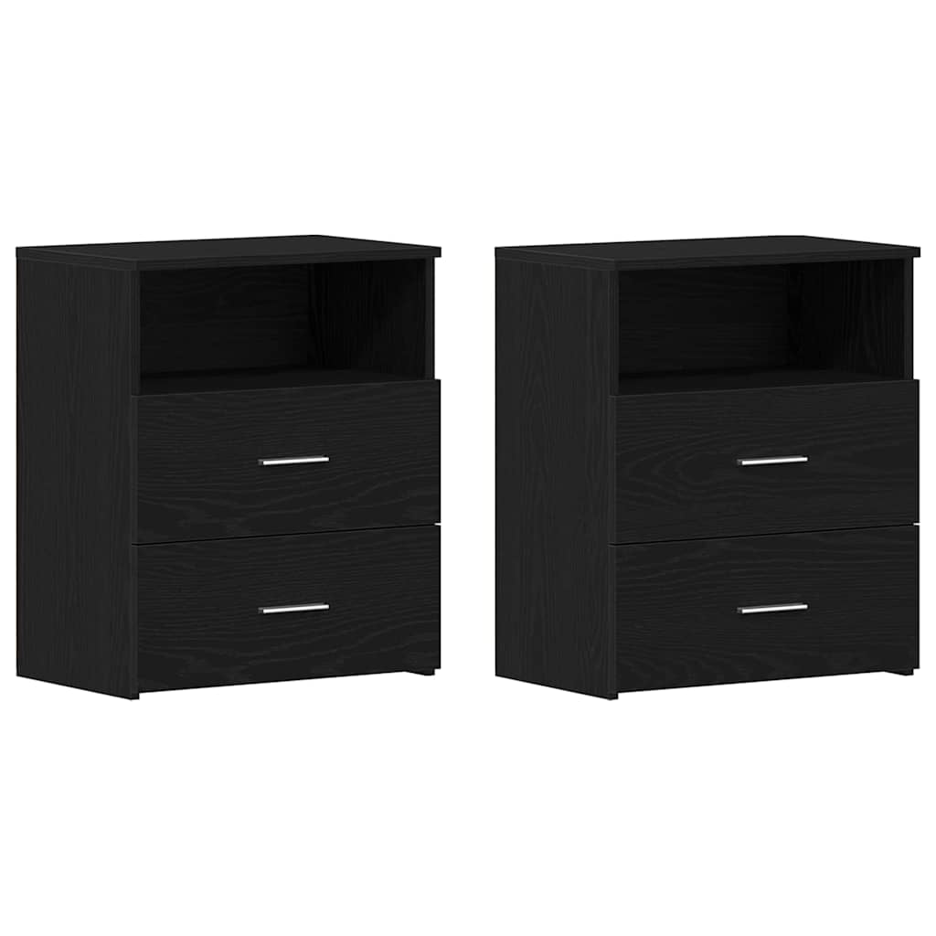 Nightstand 2 pcs Black oak 50 x 32 x 60cm Engineered wood