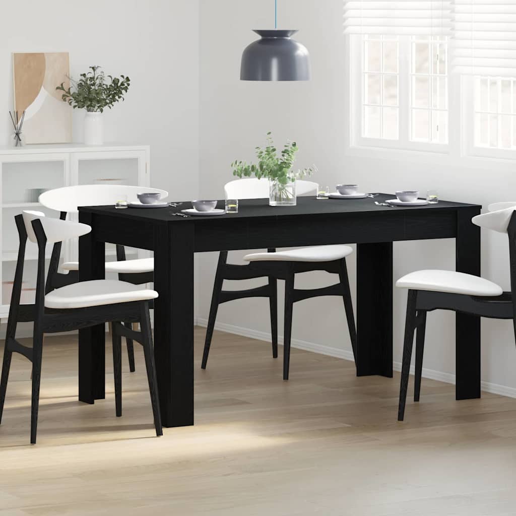 Dining Table Black oak 140 x 74.5 x 76 cm Engineered wood