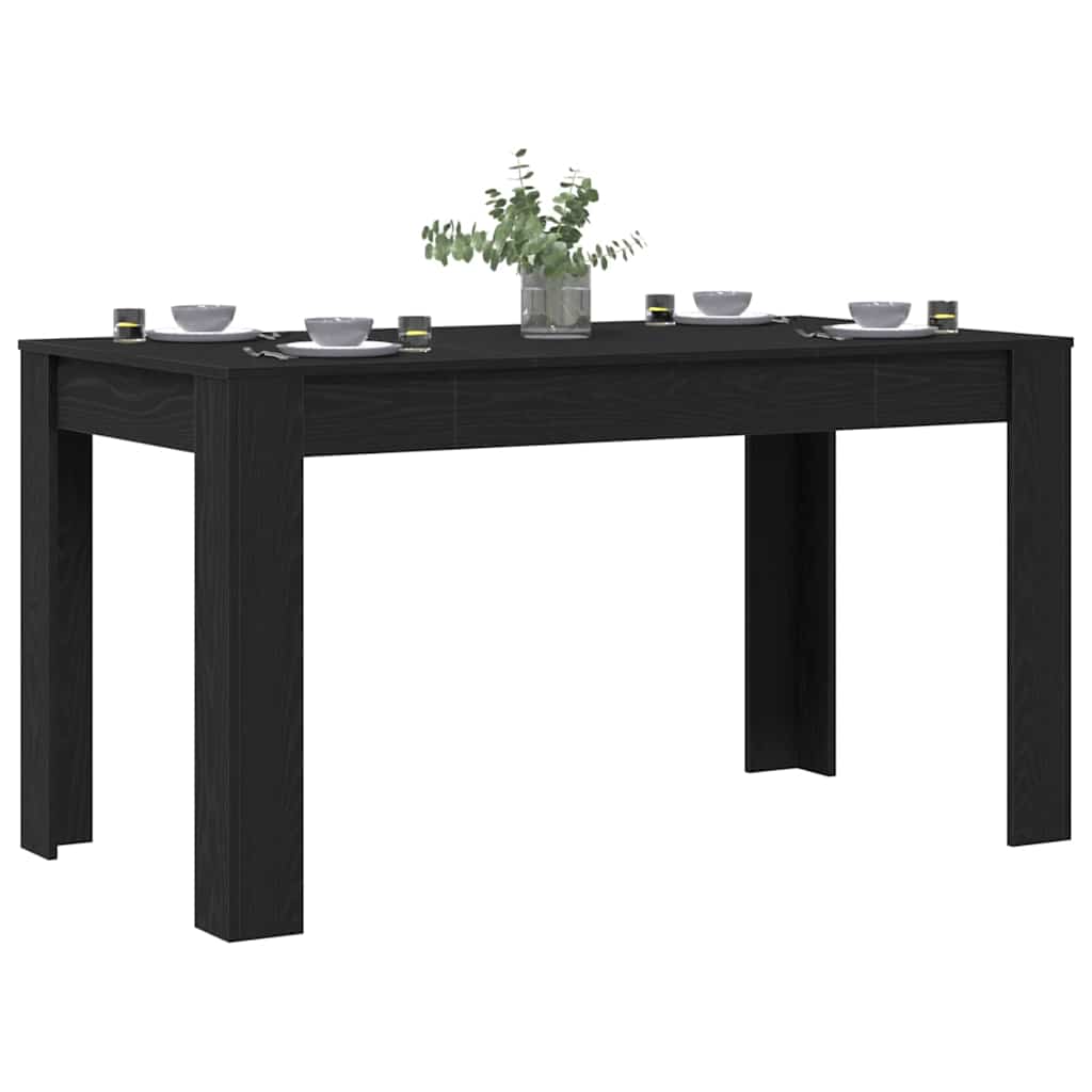 Dining Table Black oak 140 x 74.5 x 76 cm Engineered wood