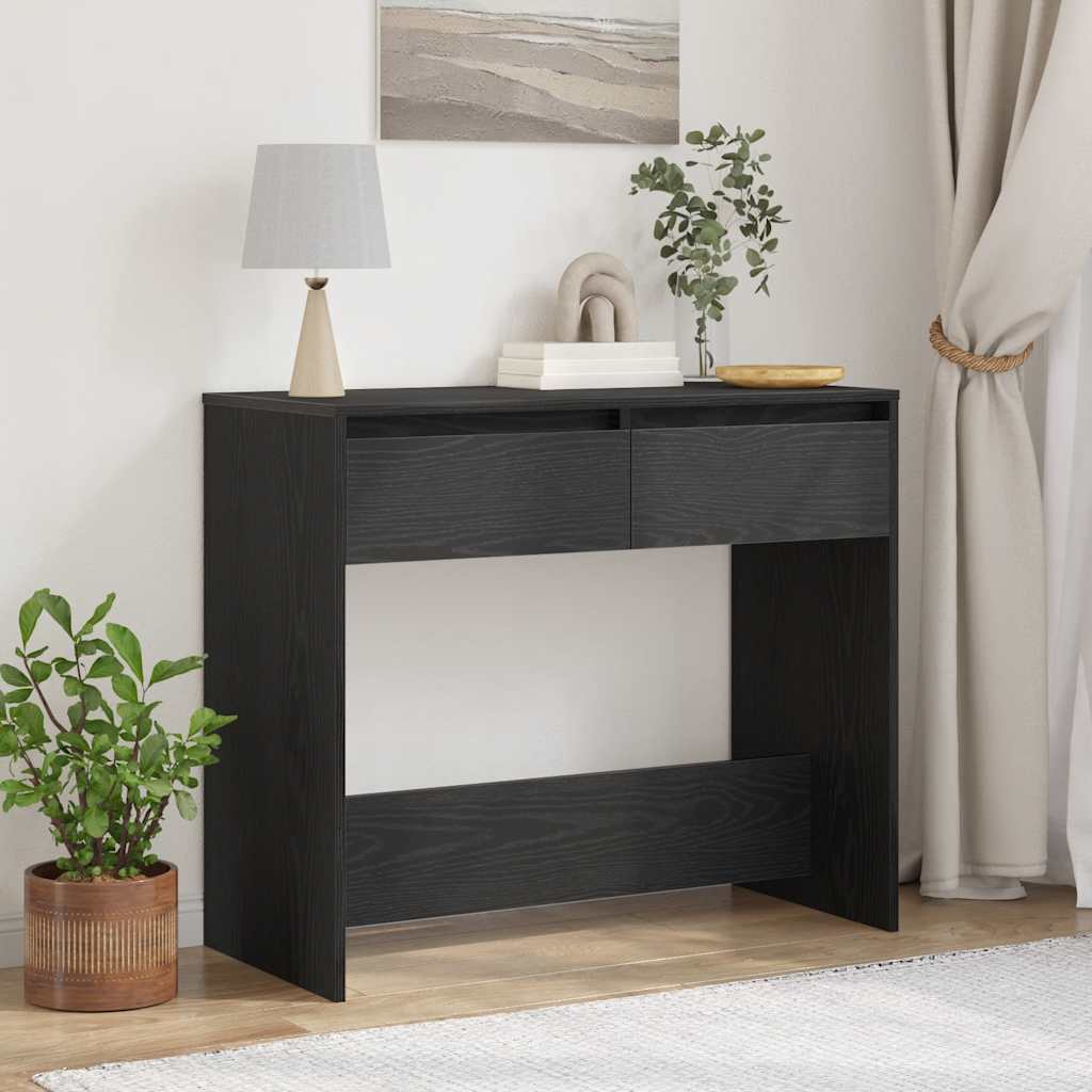 Console Table Black Oak 89x41x76.5 cm Engineered Wood
