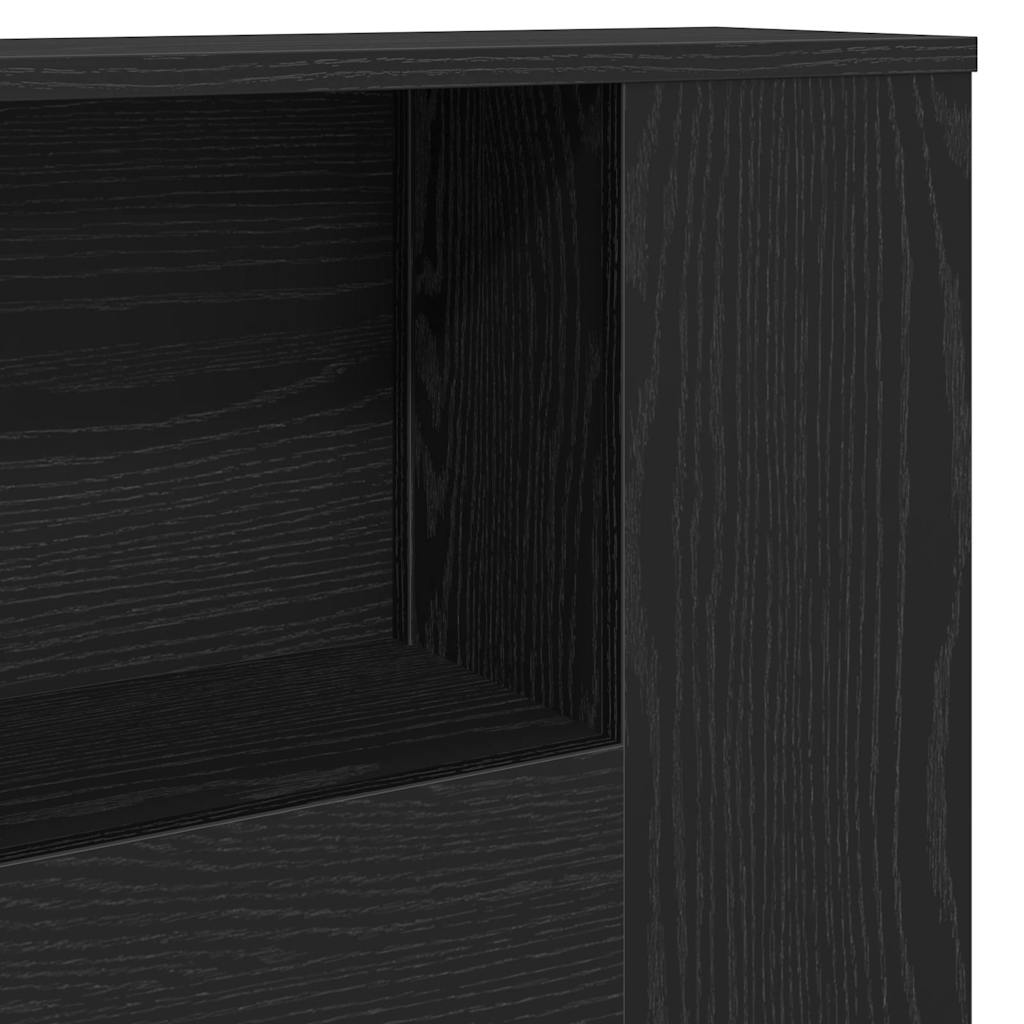 Headboard Cabinet with Storage Black oak 180 x 18.5 x 102.5 cm