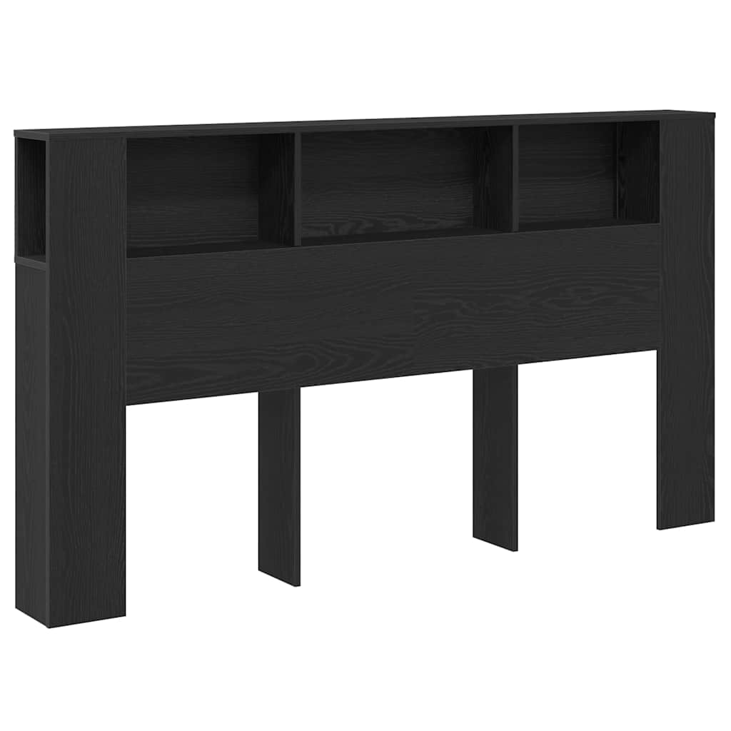 Headboard Cabinet with Storage Black oak 180 x 18.5 x 102.5 cm
