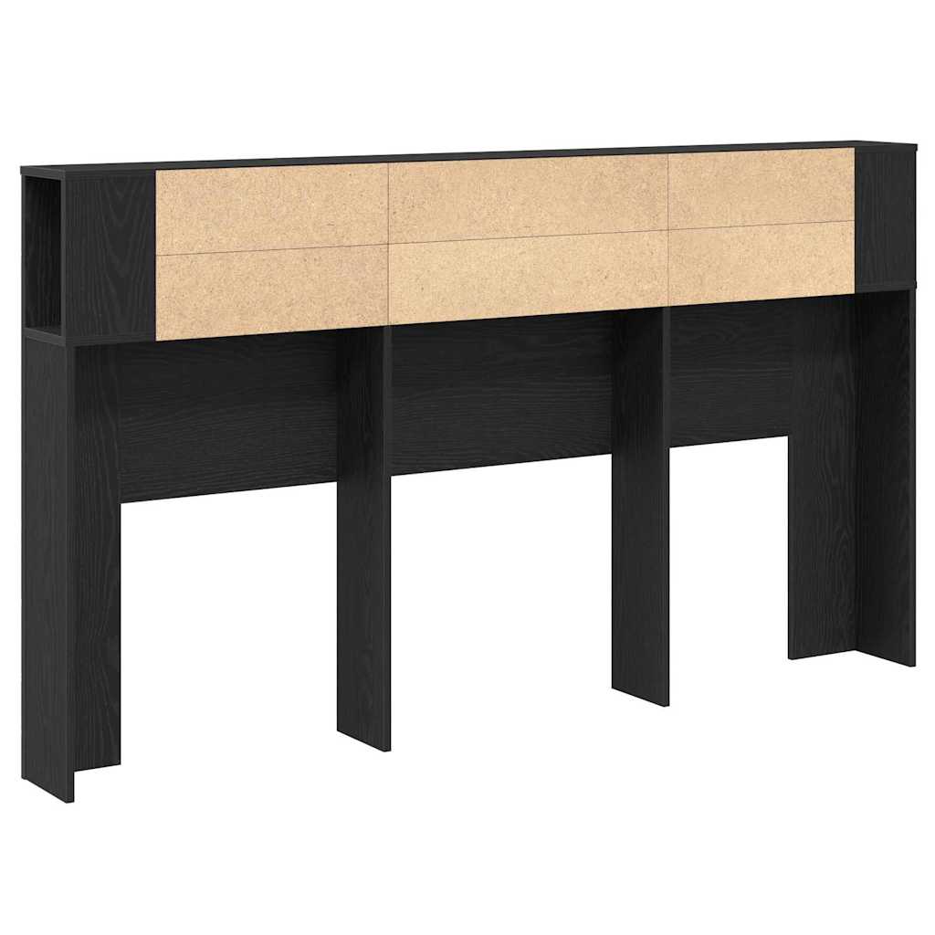 Headboard Cabinet with Storage Black oak 180 x 18.5 x 102.5 cm