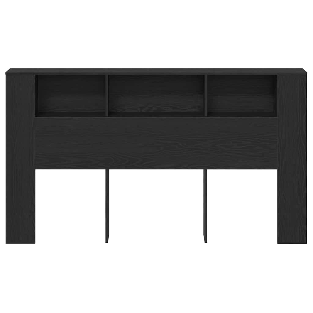 Headboard Cabinet with Storage Black oak 180 x 18.5 x 102.5 cm