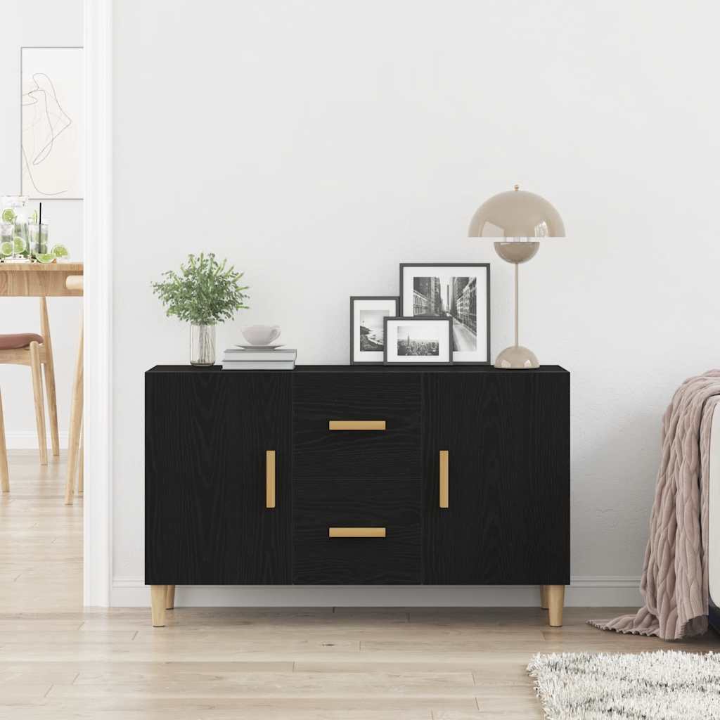 Sideboard Black Oak 100x36x60 cm Engineered Wood
