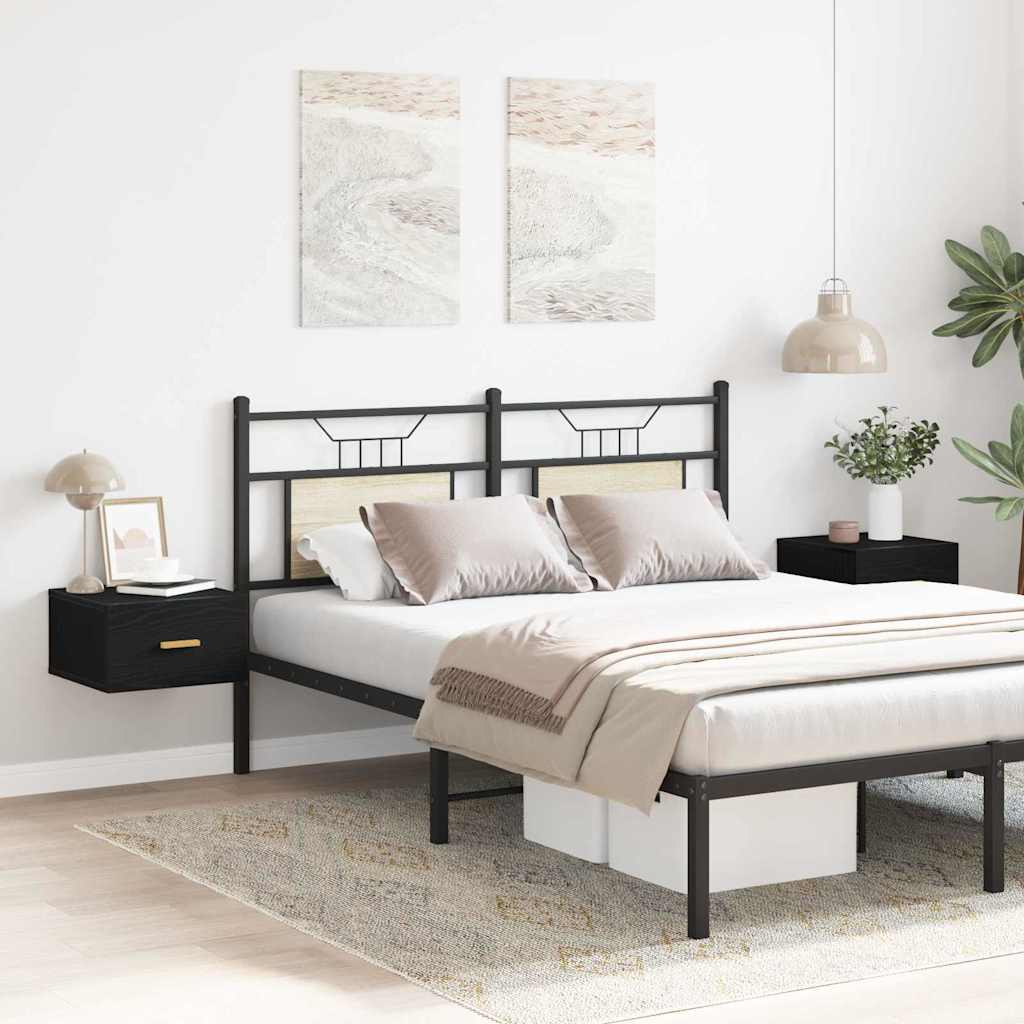 Wall-mounted Bedside Cabinet 2 pcs Black oak 35 x 35 x 20 cm