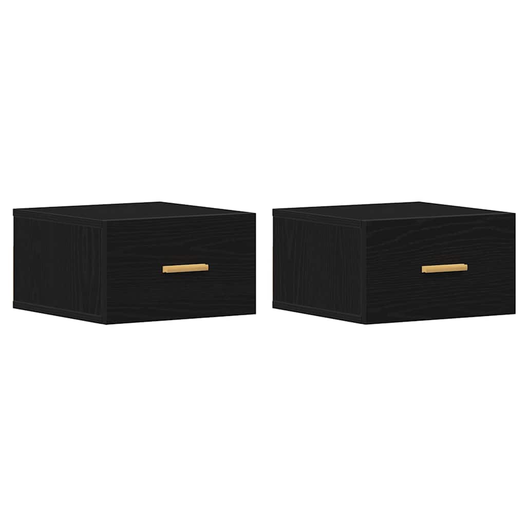 Wall-mounted Bedside Cabinet 2 pcs Black oak 35 x 35 x 20 cm