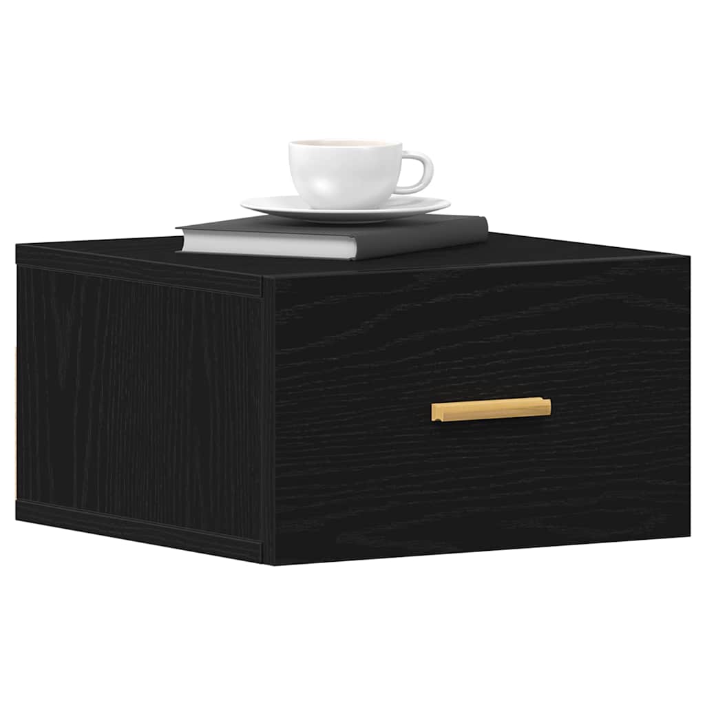 Wall-mounted Bedside Cabinet 2 pcs Black oak 35 x 35 x 20 cm