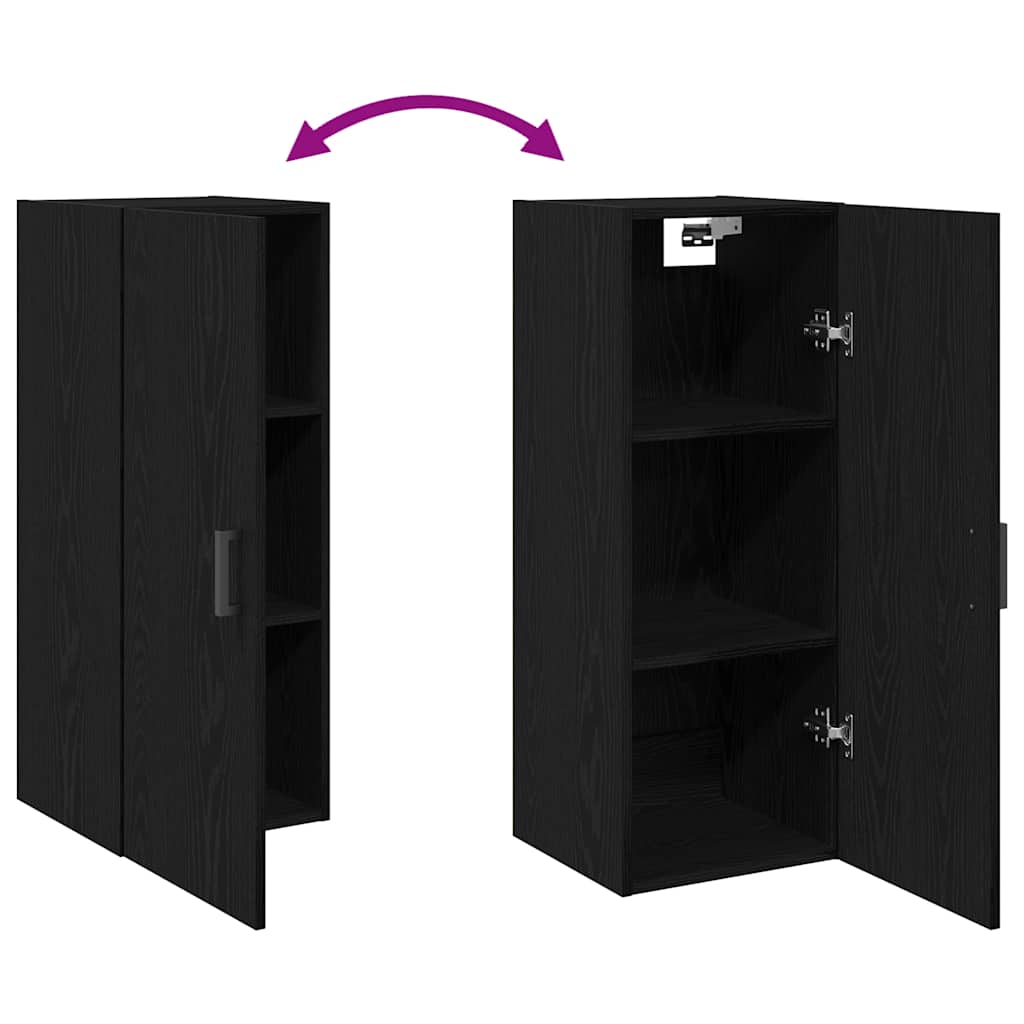 Wall Mounted Cabinet Black Oak 34.5x34x90 cm Engineered Wood