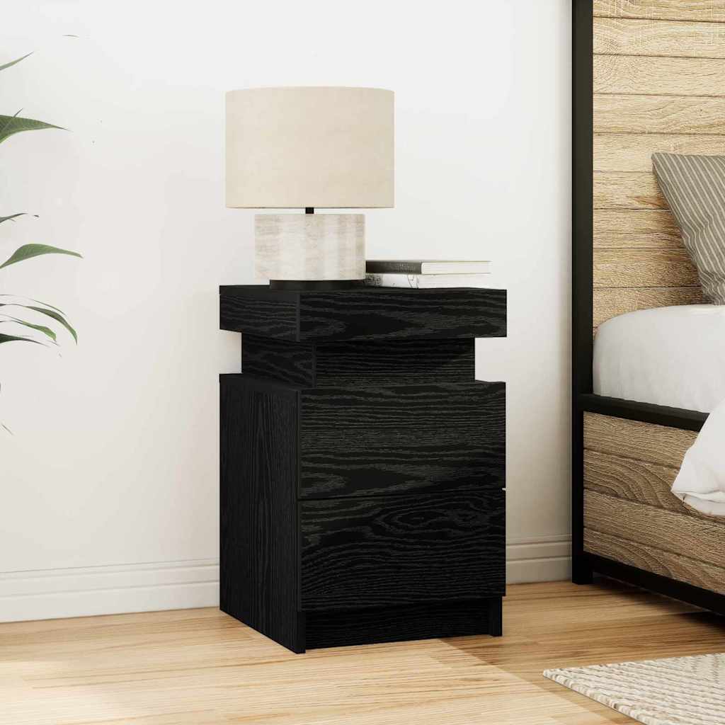 Bedside Cabinet Black oak 35 x 39 x 55 cm Engineered Wood