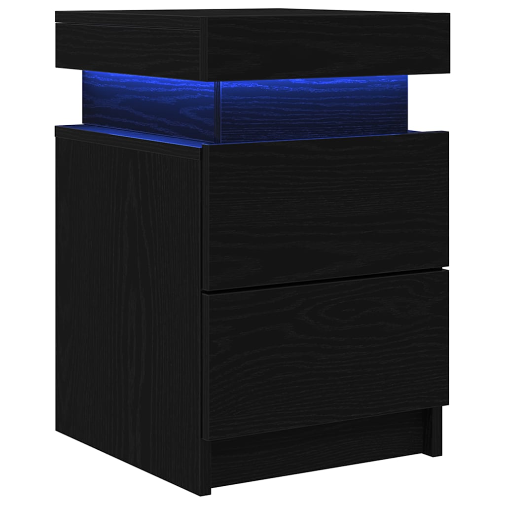 Bedside Cabinet Black oak 35 x 39 x 55 cm Engineered Wood