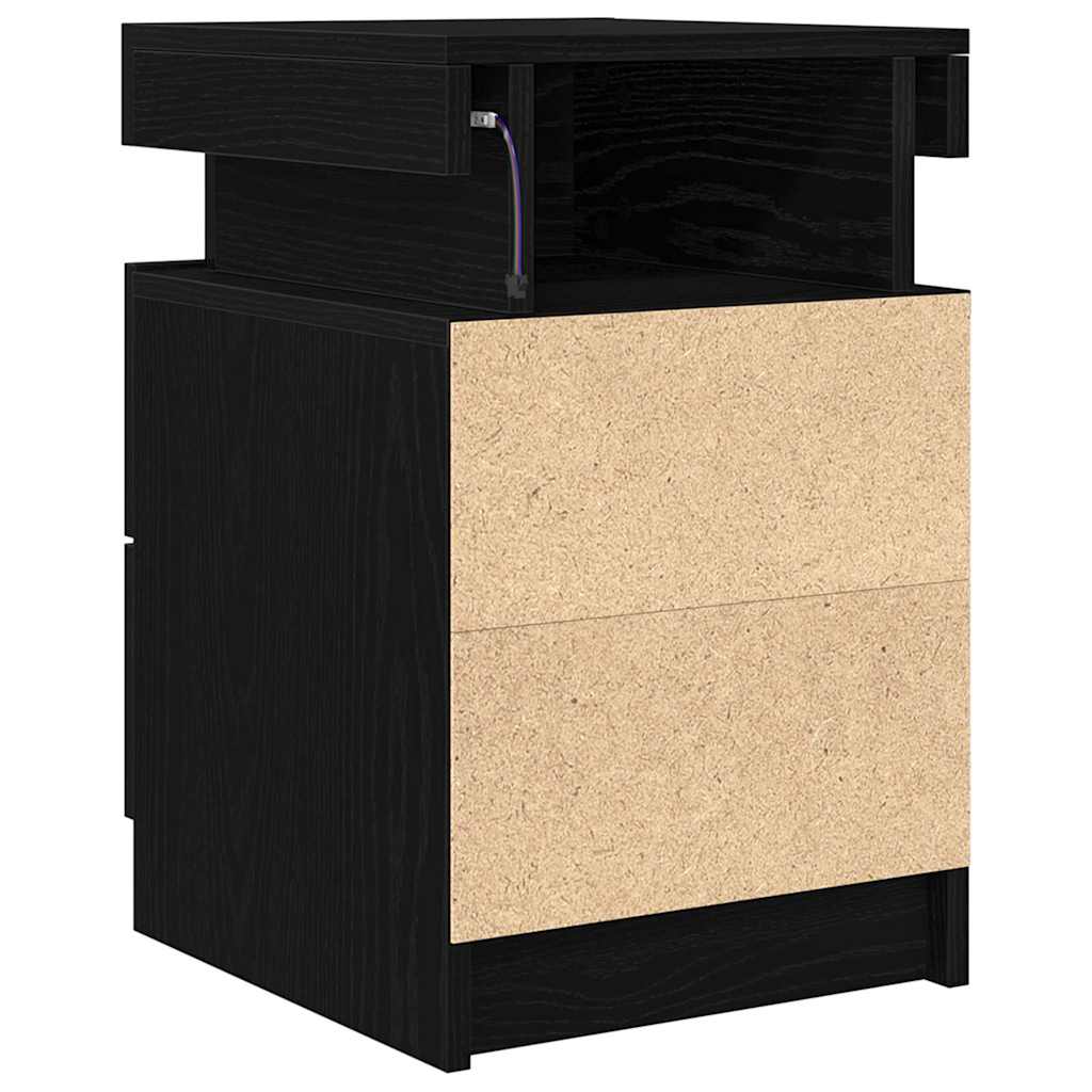 Bedside Cabinet Black oak 35 x 39 x 55 cm Engineered Wood