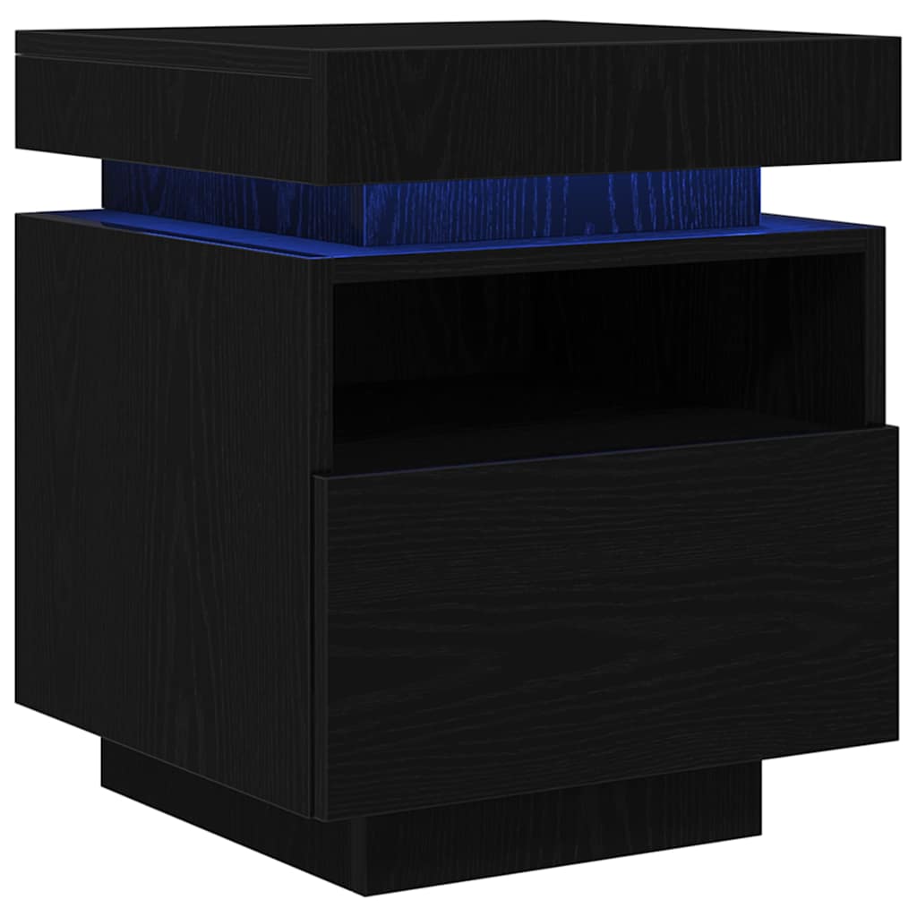 Bedside Cabinet with Drawer 2 pcs Black oak 40 x 39 x 48.5 cm