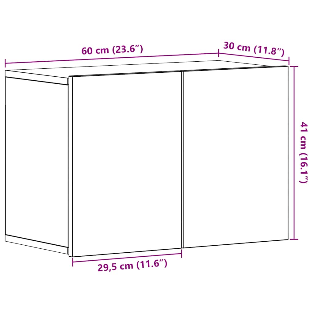 TV Cabinet Black Oak 60x30x41 cm Engineered Wood