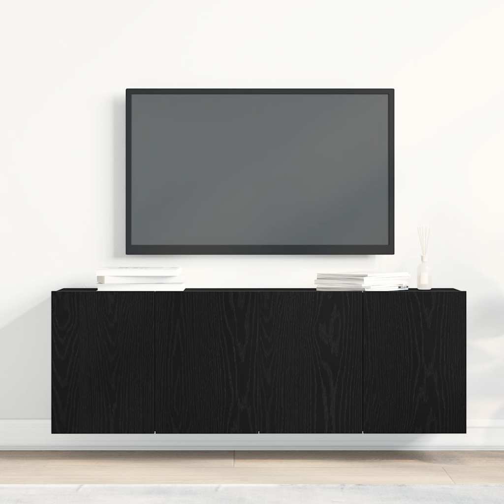 TV Cabinets 2 pcs Black Oak 120x30x41 cm Engineered Wood