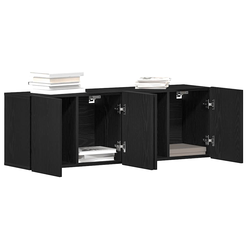 TV Cabinets 2 pcs Black Oak 120x30x41 cm Engineered Wood