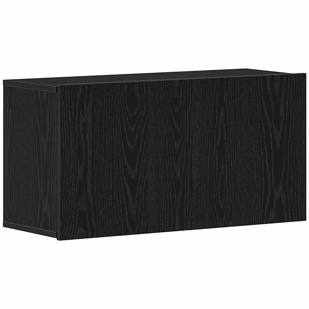 TV Cabinet Black Oak 80x30x41 cm Engineered Wood