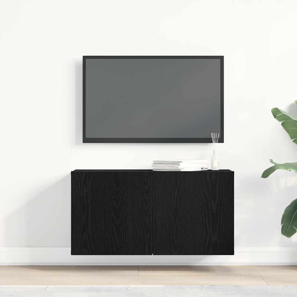 TV Cabinet Black Oak 80x30x41 cm Engineered Wood