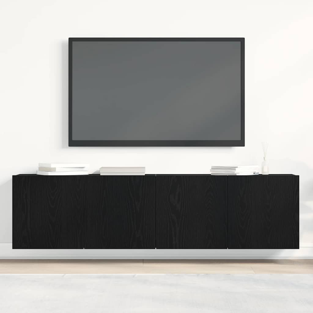 TV Cabinets 2 pcs Black Oak 160x30x41 cm Engineered Wood