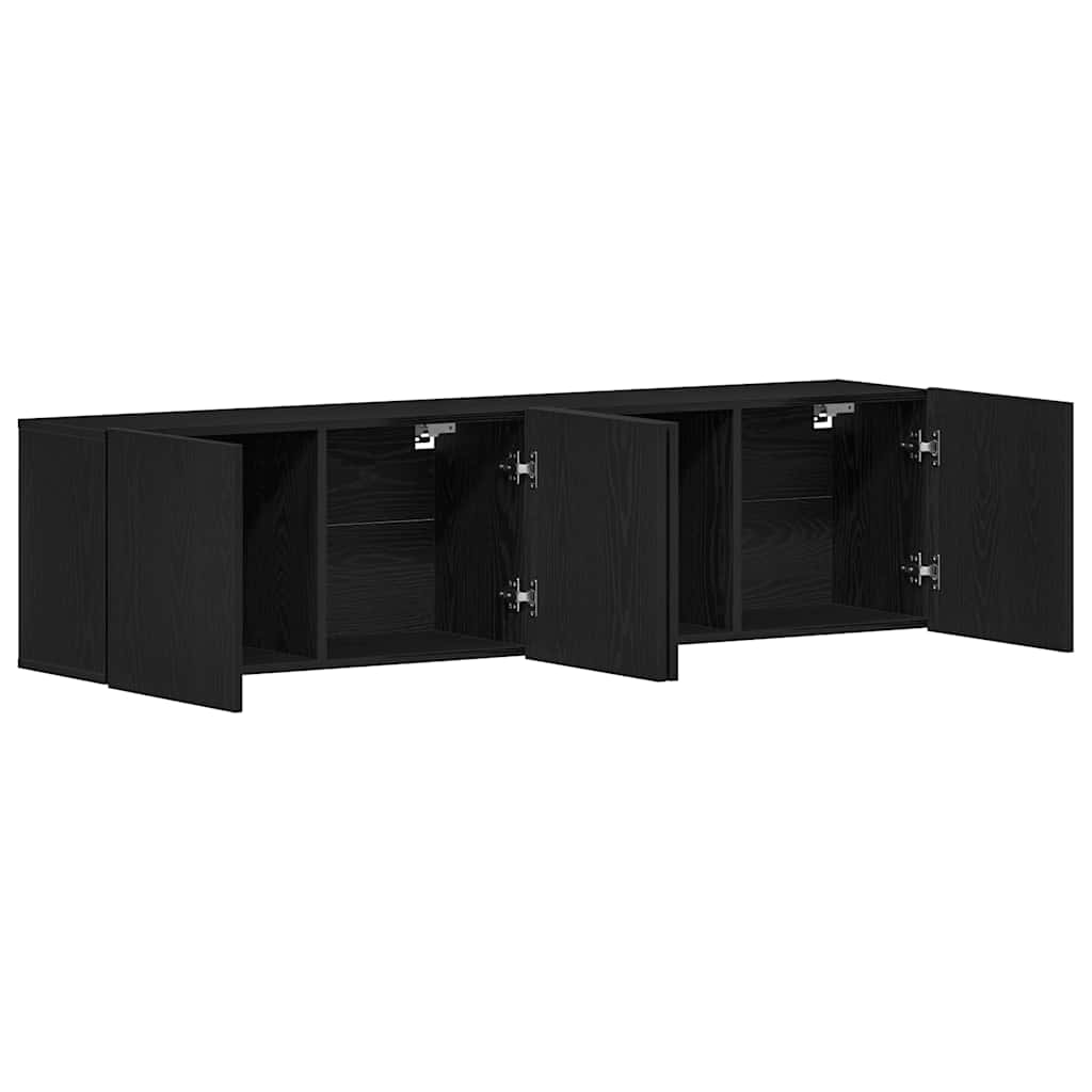 TV Cabinets 2 pcs Black Oak 160x30x41 cm Engineered Wood