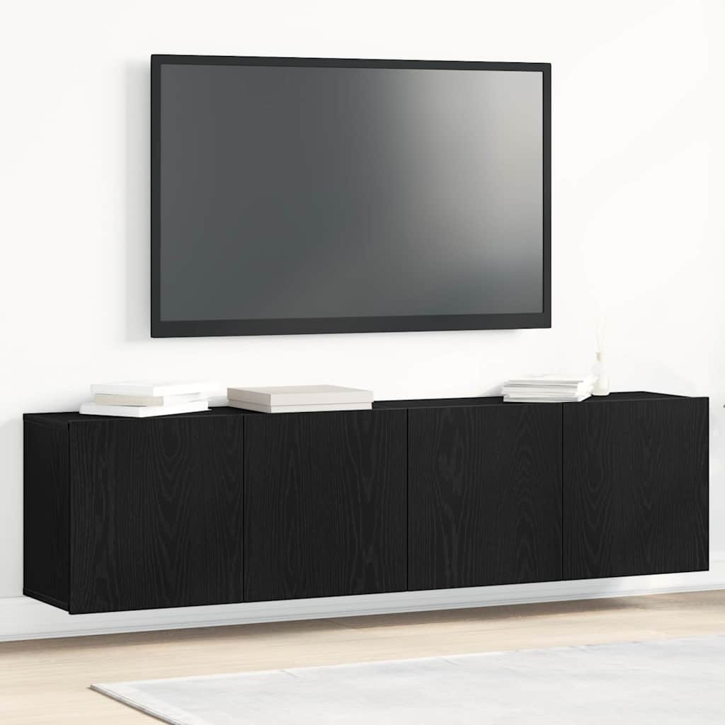 TV Cabinets 2 pcs Black Oak 160x30x41 cm Engineered Wood