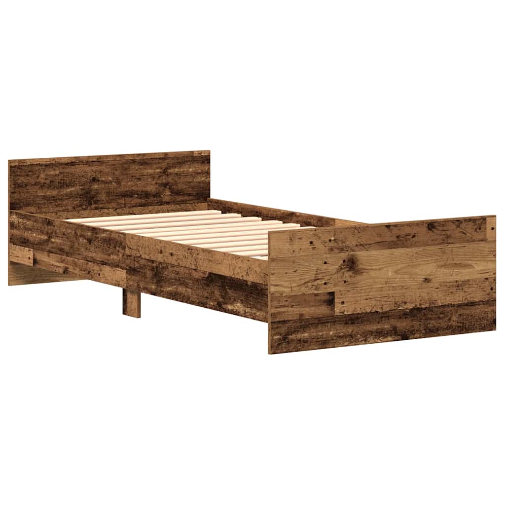 Bed Frame without Mattress Old Wood 75x190 cm Engineered Wood