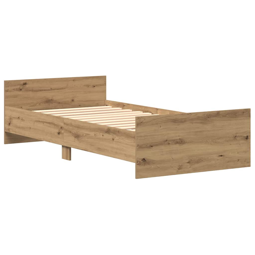 Bed Frame without Mattress Artisan Oak 75x190 cm Engineered Wood