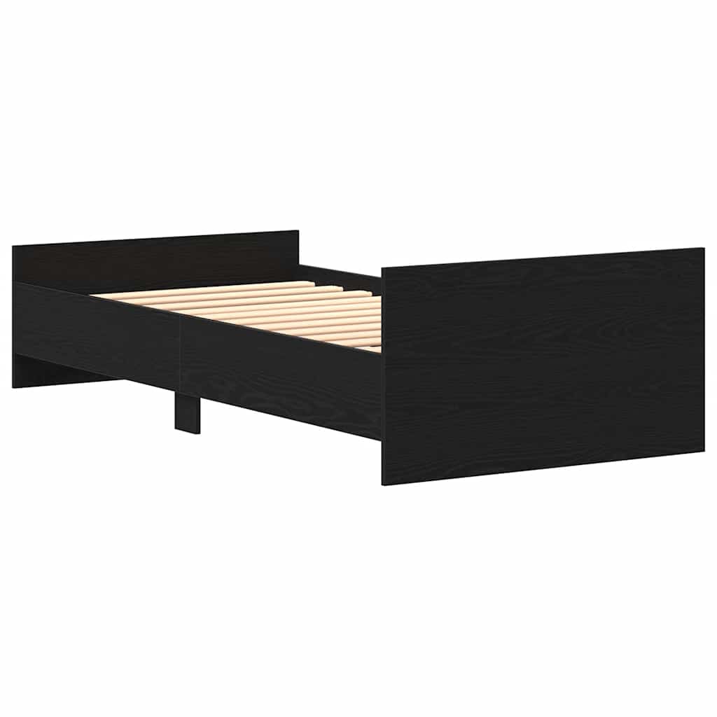 Bed Frame without Mattress Black Oak 75x190 cm Engineered Wood