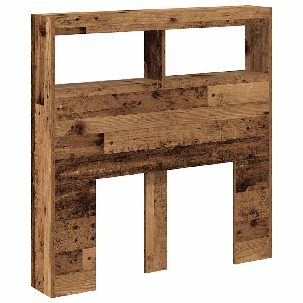 Headboard Cabinet with LED Old Wood 100x17x102 cm