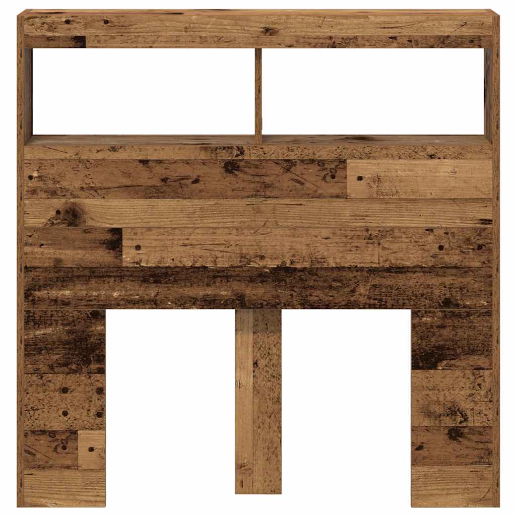 Headboard Cabinet with LED Old Wood 100x17x102 cm