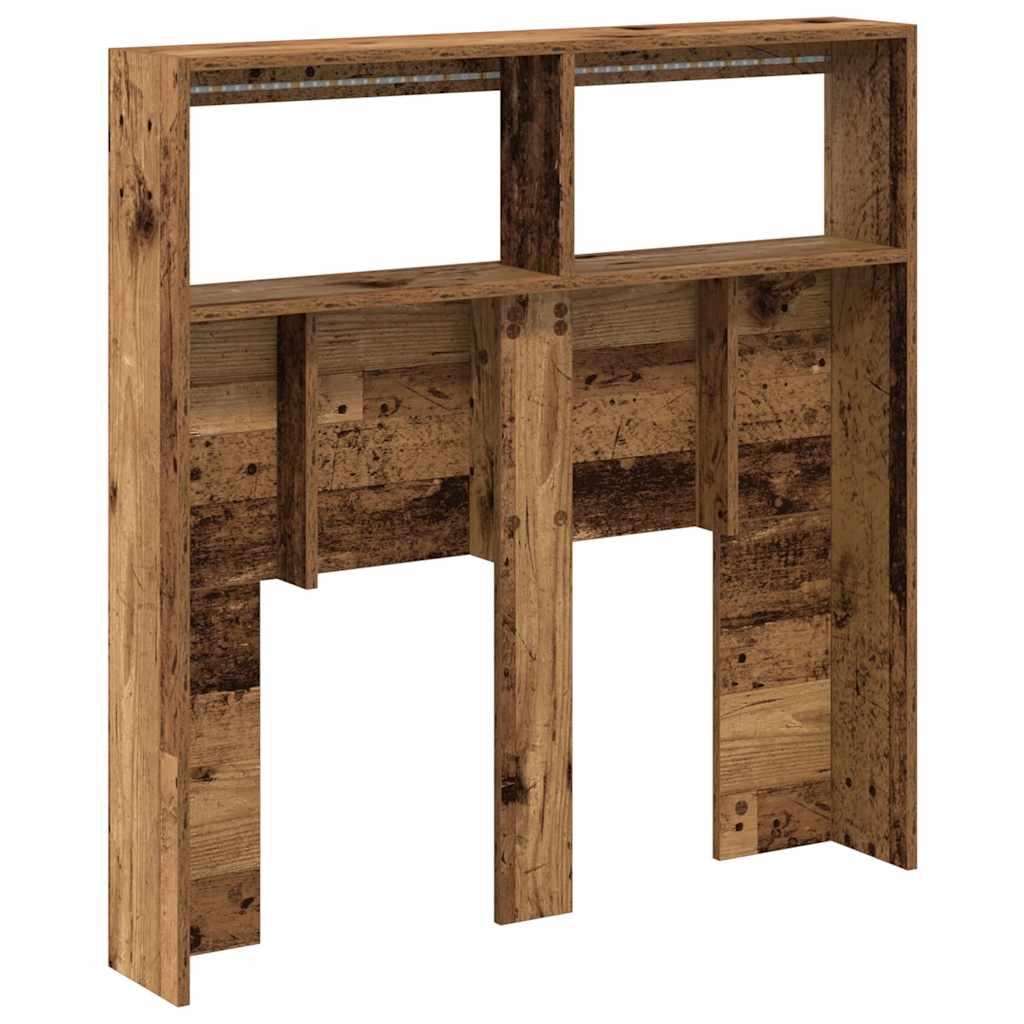 Headboard Cabinet with LED Old Wood 100x17x102 cm