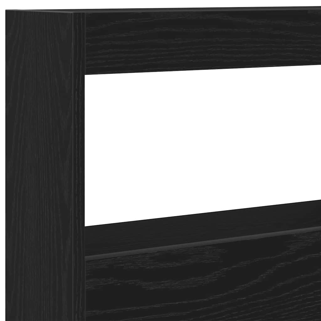 Headboard Cabinet with LED Black Oak 100x17x102 cm