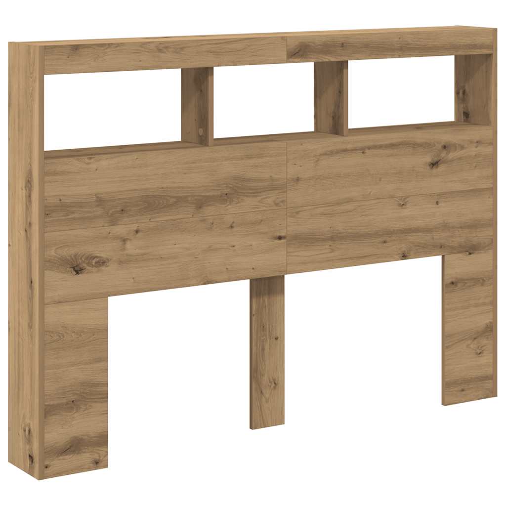 Headboard Cabinet with LED Artisan Oak 140x17x102 cm