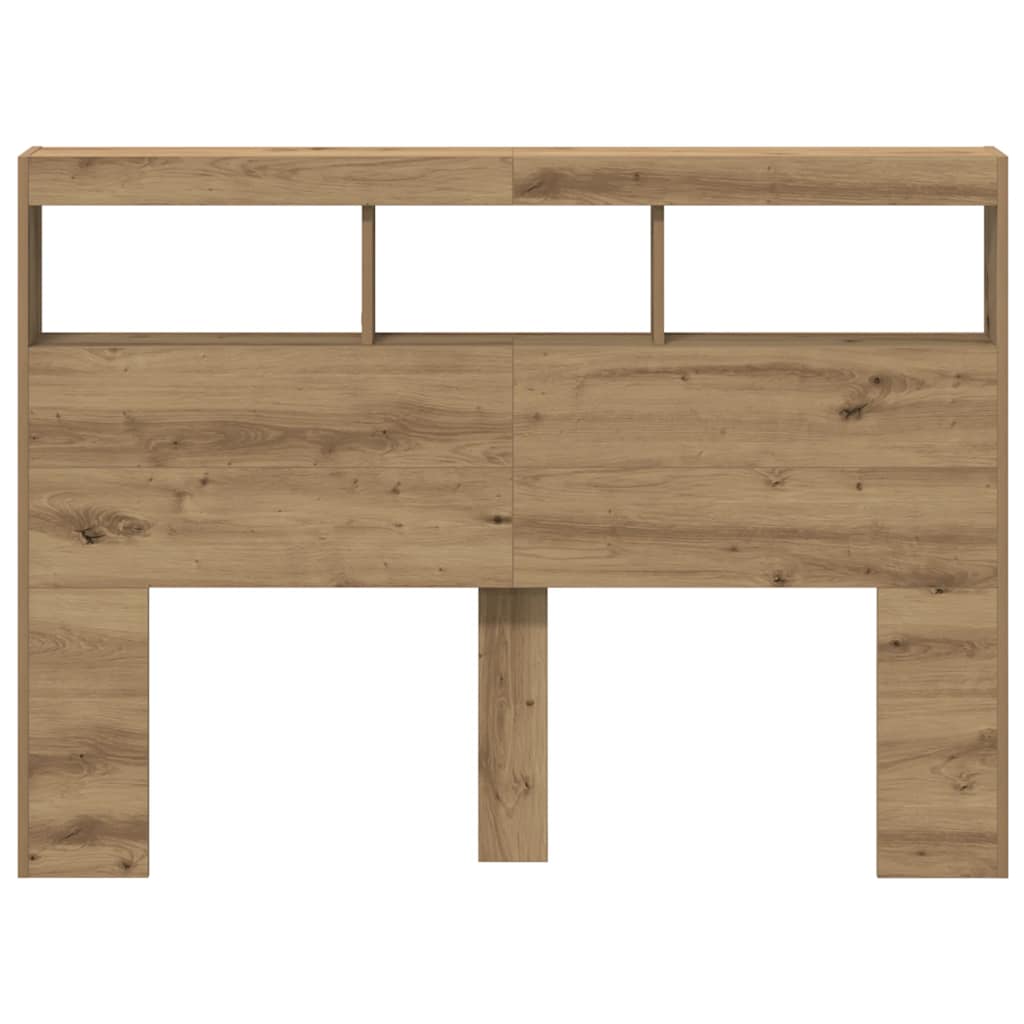 Headboard Cabinet with LED Artisan Oak 140x17x102 cm