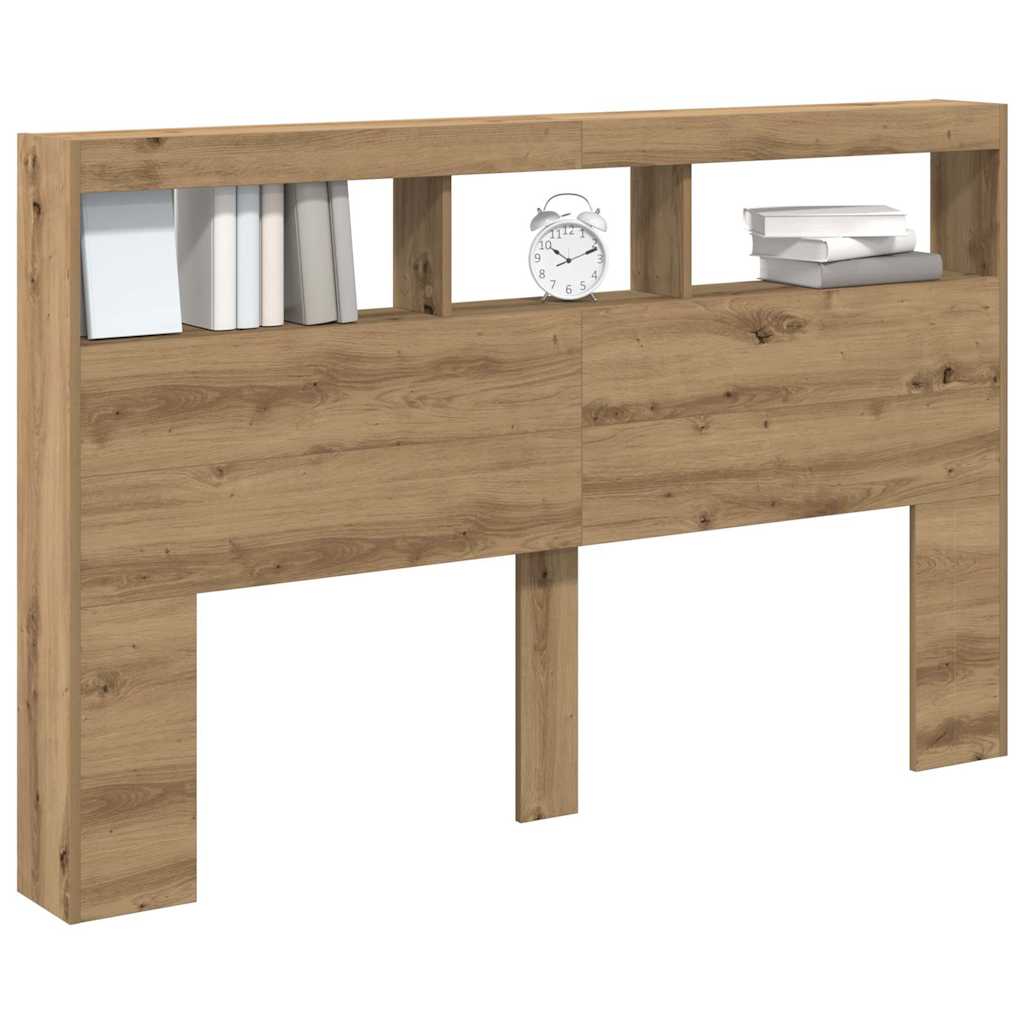 Headboard Cabinet with LED Artisan Oak 160x17x102 cm