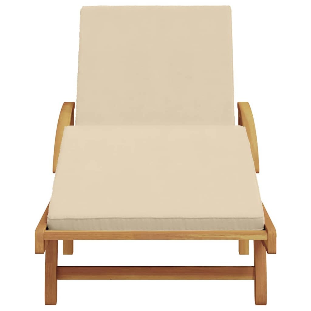 Sun Lounger Reclining Beige 200 x 67 x 84cm Solid Acacia wood
