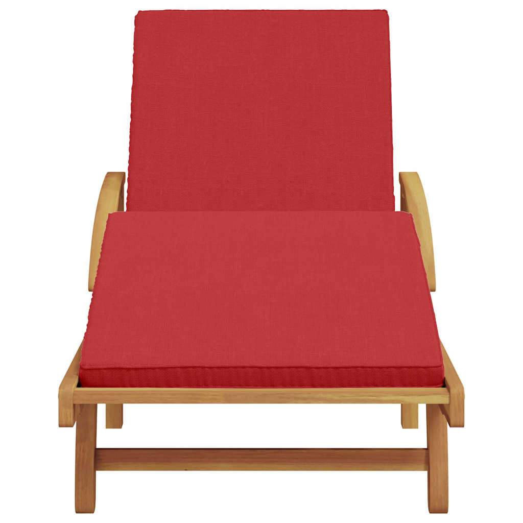 Sun Lounger Reclining Red 200 x 67 x 84cm Solid Acacia wood