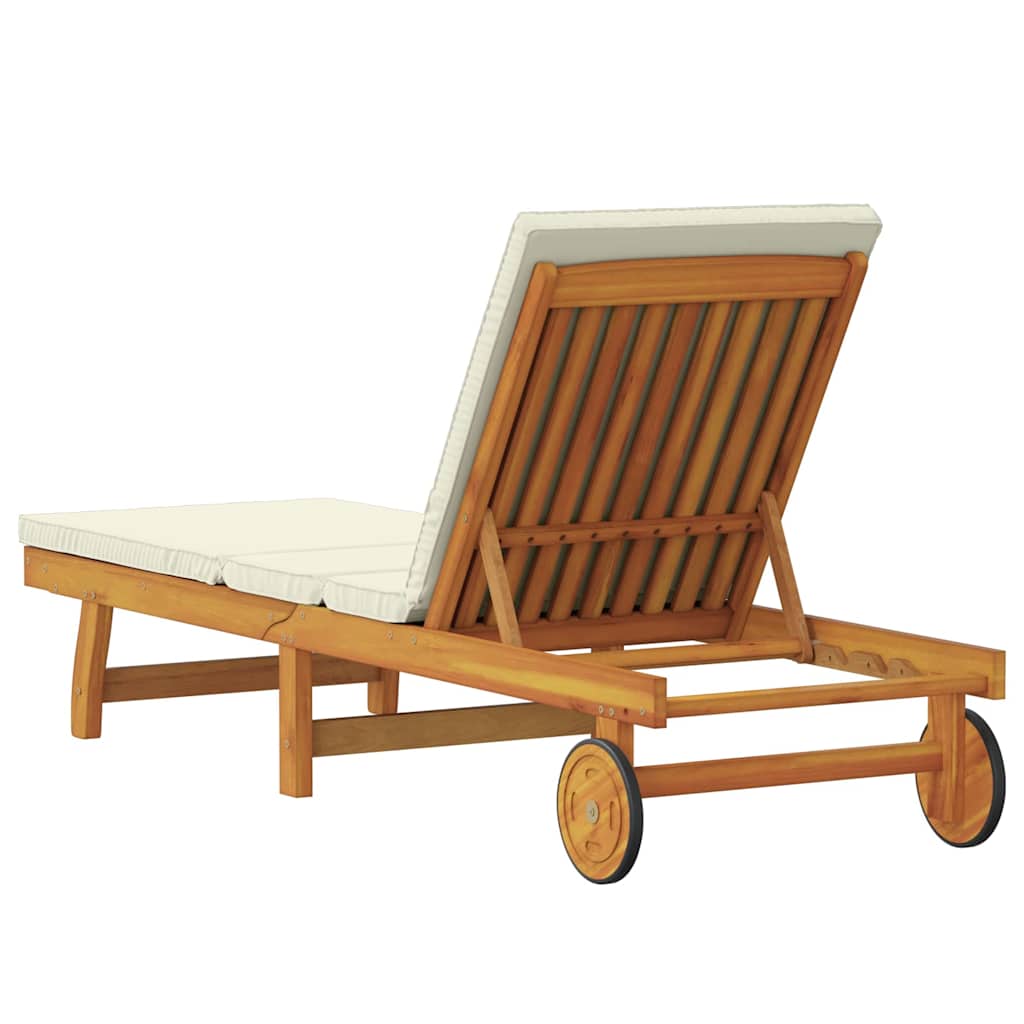 Sun Lounger Reclining Brown 63 x 199 x 85cm Solid Acacia wood