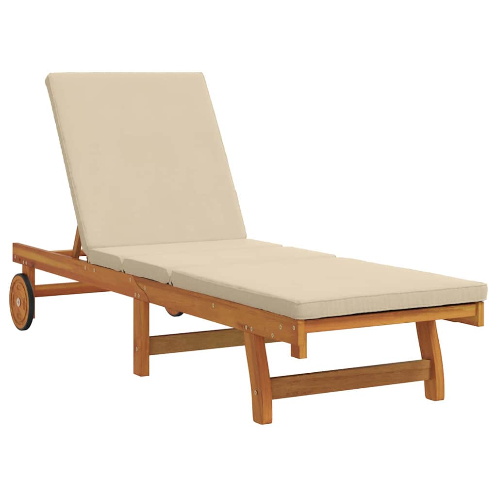 Sun Lounger Reclining Brown 63 x 199 x 85cm Solid Acacia wood