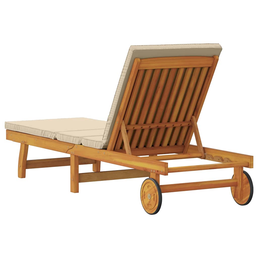 Sun Lounger Reclining Brown 63 x 199 x 85cm Solid Acacia wood