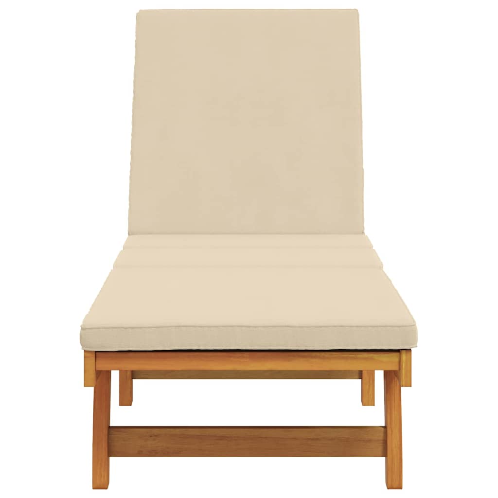 Sun Lounger Reclining Brown 63 x 199 x 85cm Solid Acacia wood