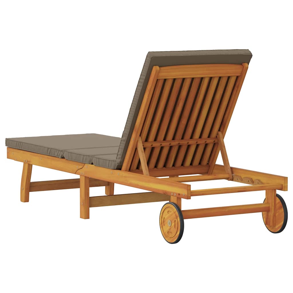 Sun Lounger Reclining Brown 63 x 199 x 85cm Solid Acacia wood