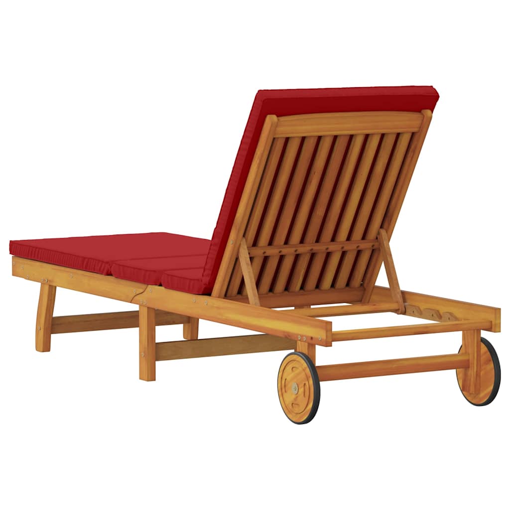 Sun Lounger Reclining Brown 63 x 199 x 85cm Solid Acacia wood
