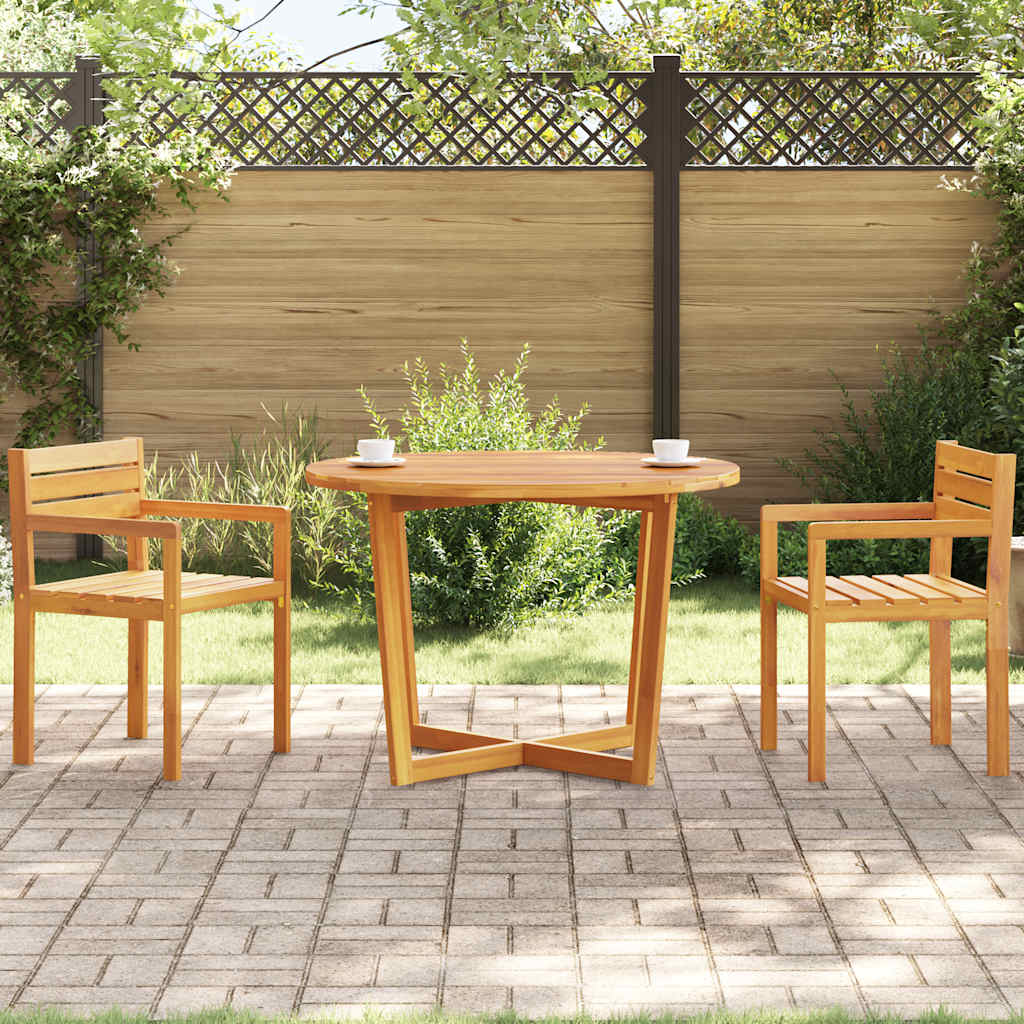 Garden Dining Table Round Ø110x75 cm Solid Wood Acacia