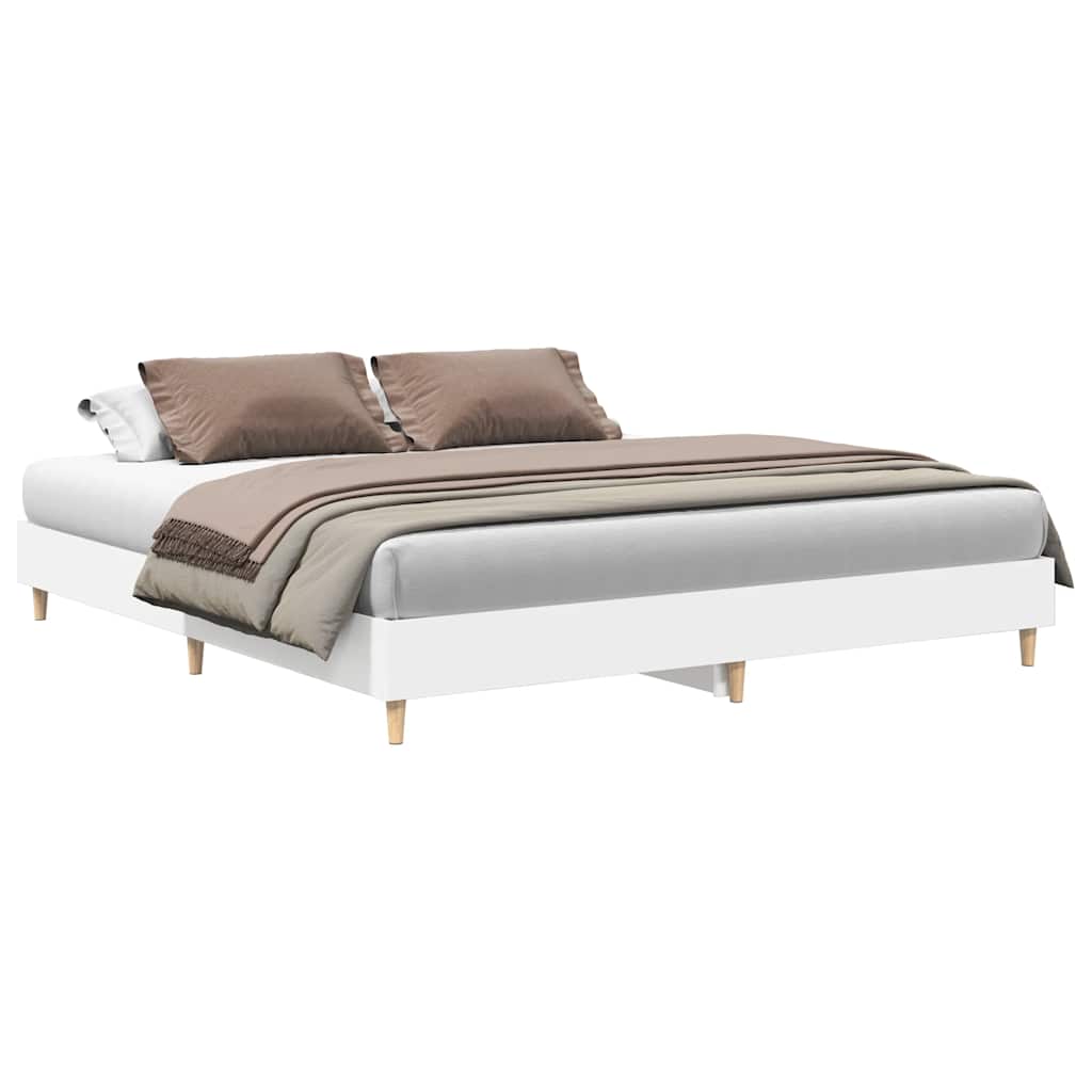 Bed Frame No Mattress White 200x200 cm Engineered Wood
