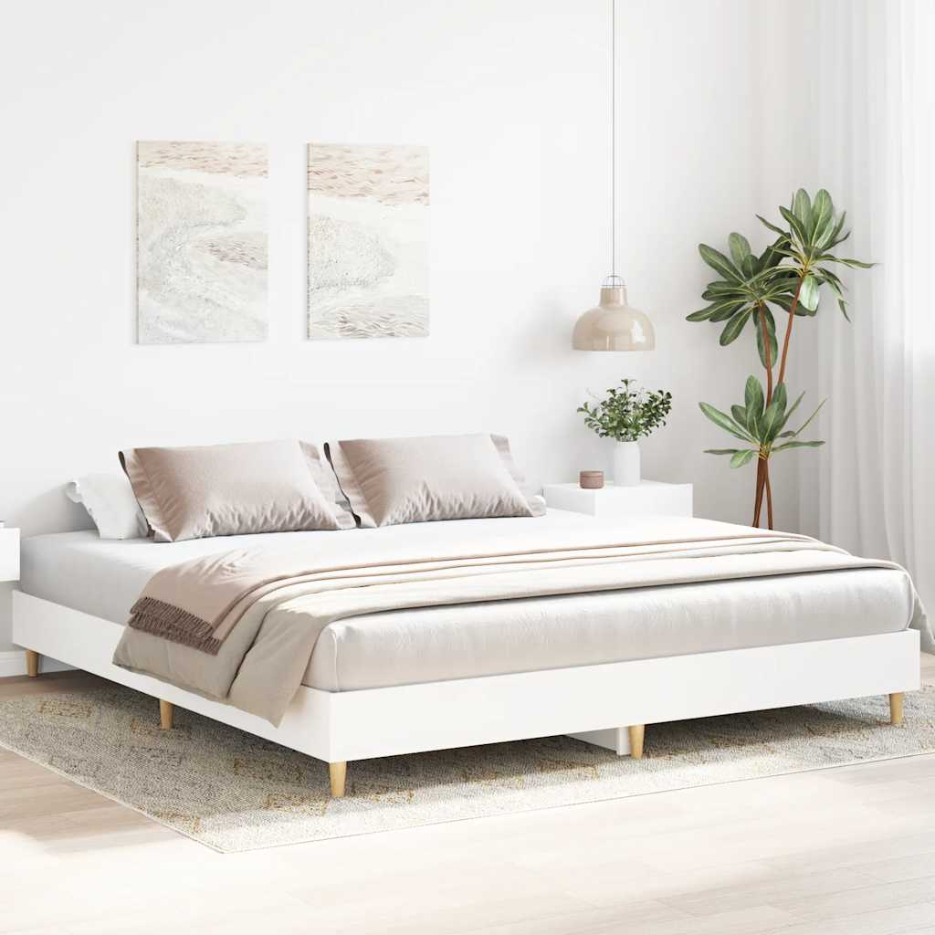 Bed Frame No Mattress White 200x200 cm Engineered Wood