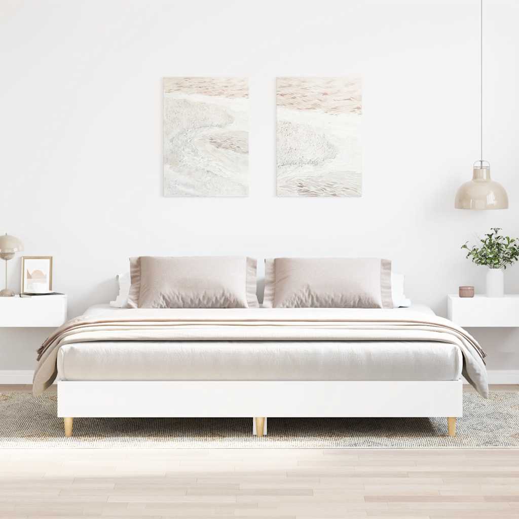 Bed Frame No Mattress White 200x200 cm Engineered Wood